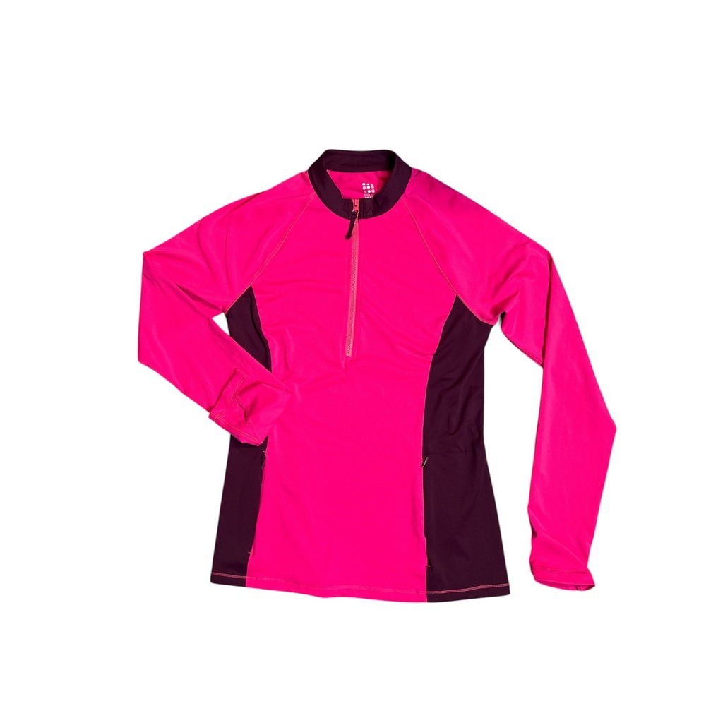 Title Nine Womens Pink Purple Quarter Zip Long Sleeve Running Top Small 8014947